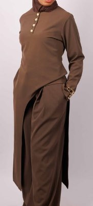 Miss Toura — brown two-piece set, full length