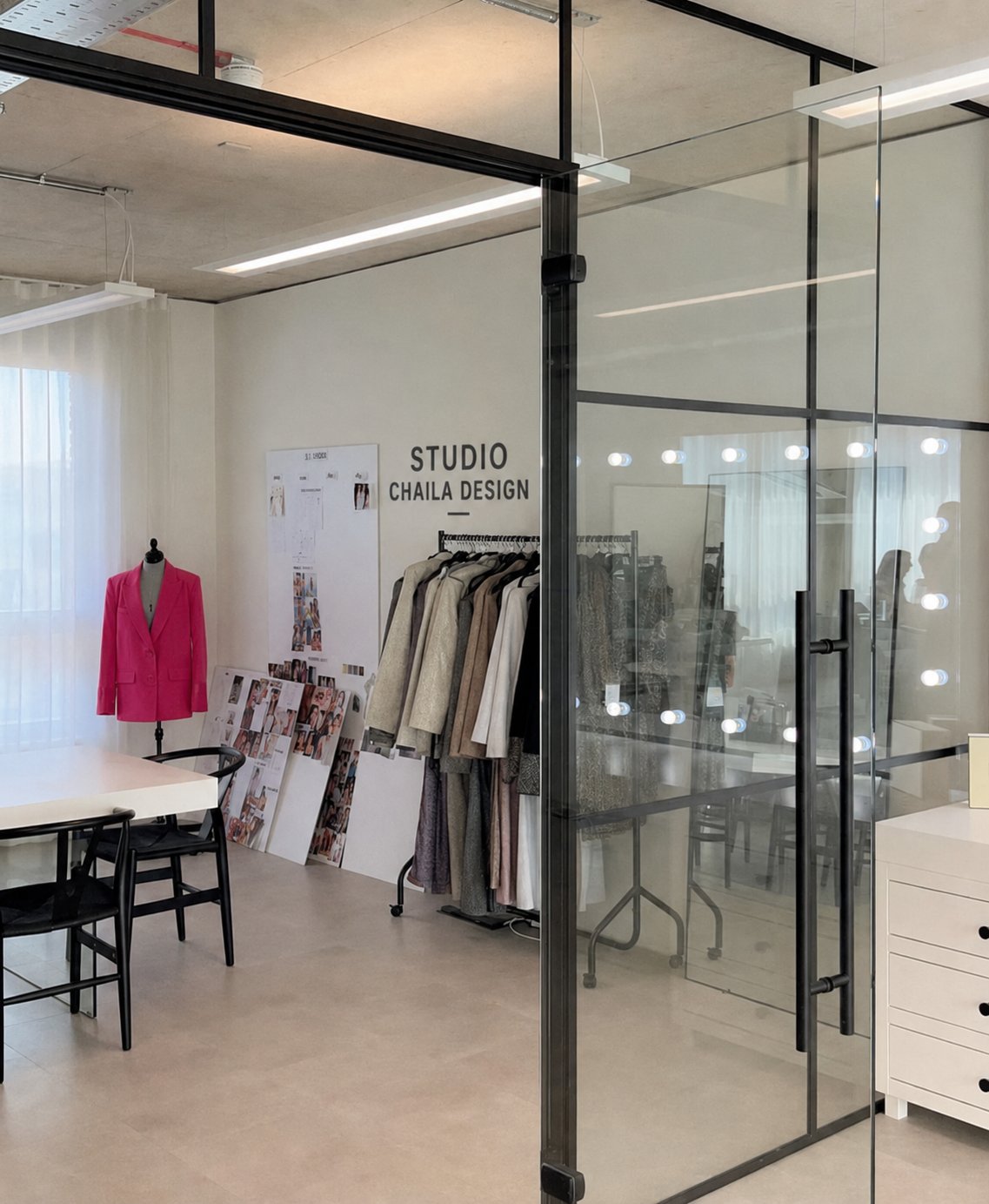Studio Chaila Design studio — fabric racks, mood boards and fitting room